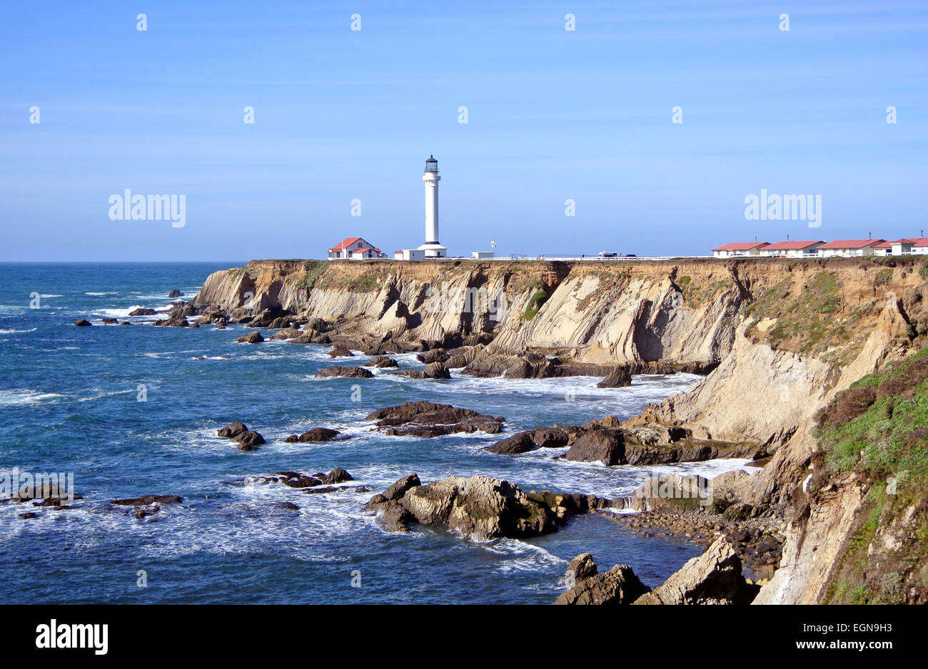 Vista del punto Arena faro in Mendocino County in California Foto Stock