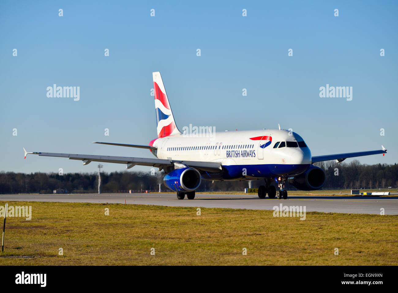 British Airways, pista di rullaggio, roll out, Foto Stock