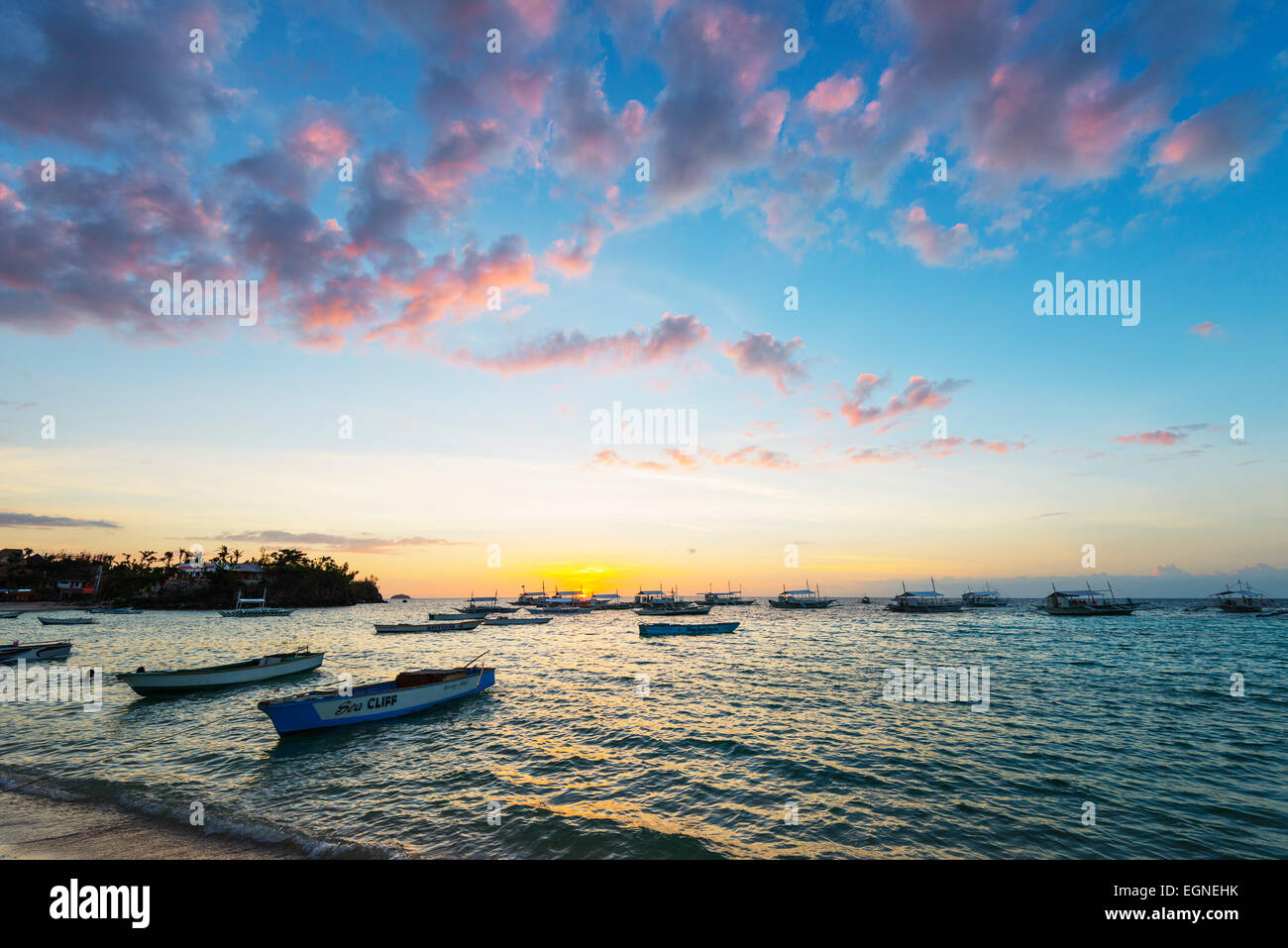 Il Sud Est Asiatico, Filippine, Visayas, Cebu, Malapascua island, tramonto Foto Stock