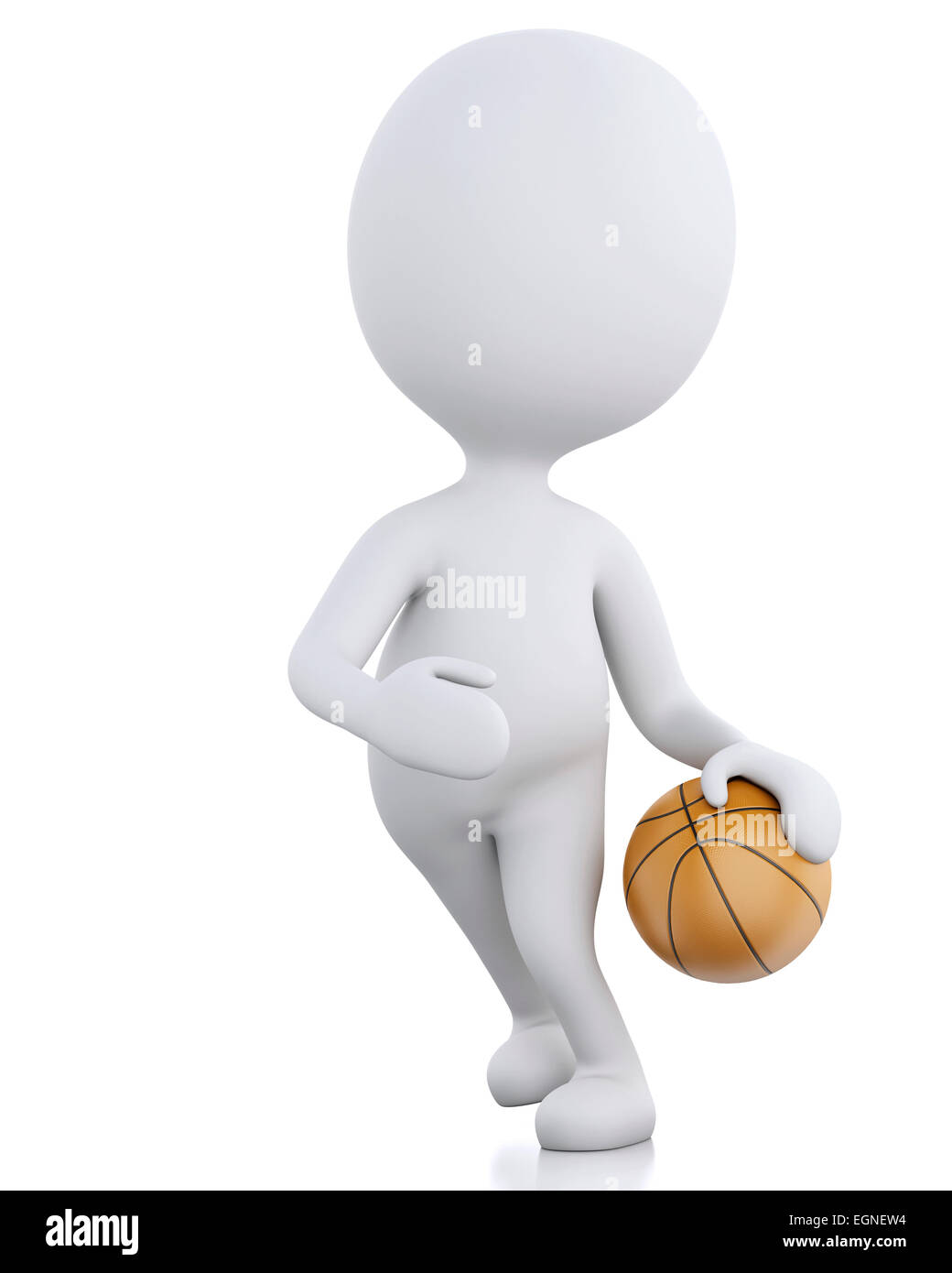 3D renderer immagine. White giocatore di basket con sfera. Isolato sfondo bianco Foto Stock