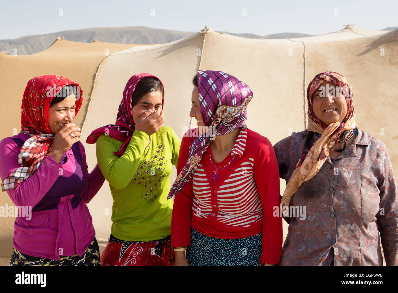 Indigeni popolo nomade in Golestan Park, Iran Foto Stock