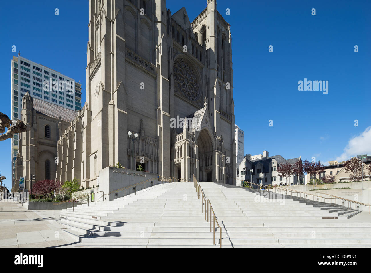 Esterno della Cattedrale di Grace, Nob Hill, San Francisco. Foto Stock