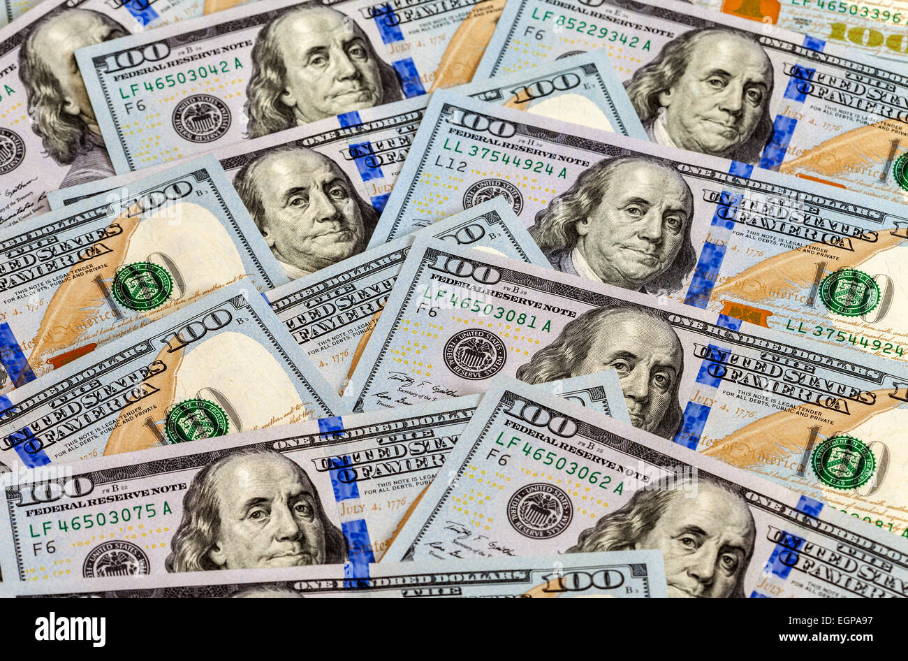 Cumulo di dollari, sullo sfondo di denaro Foto Stock