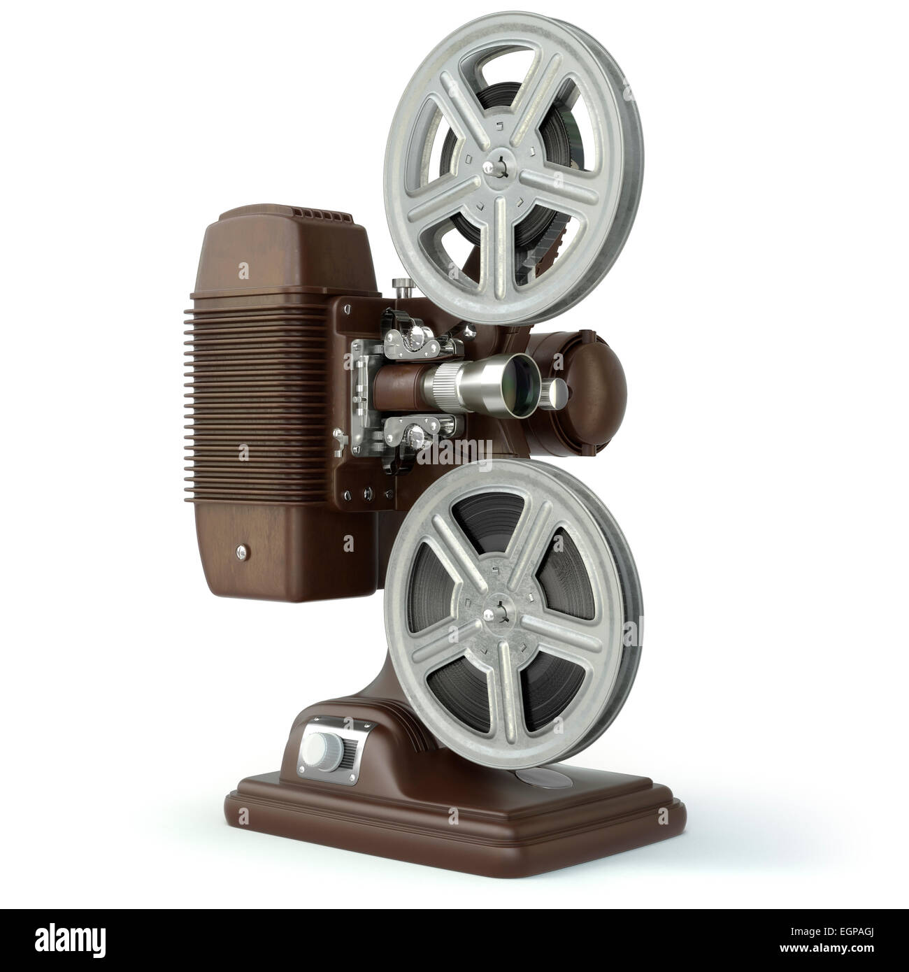 Vintage film proiettore isolato su bianco. 3d Foto Stock
