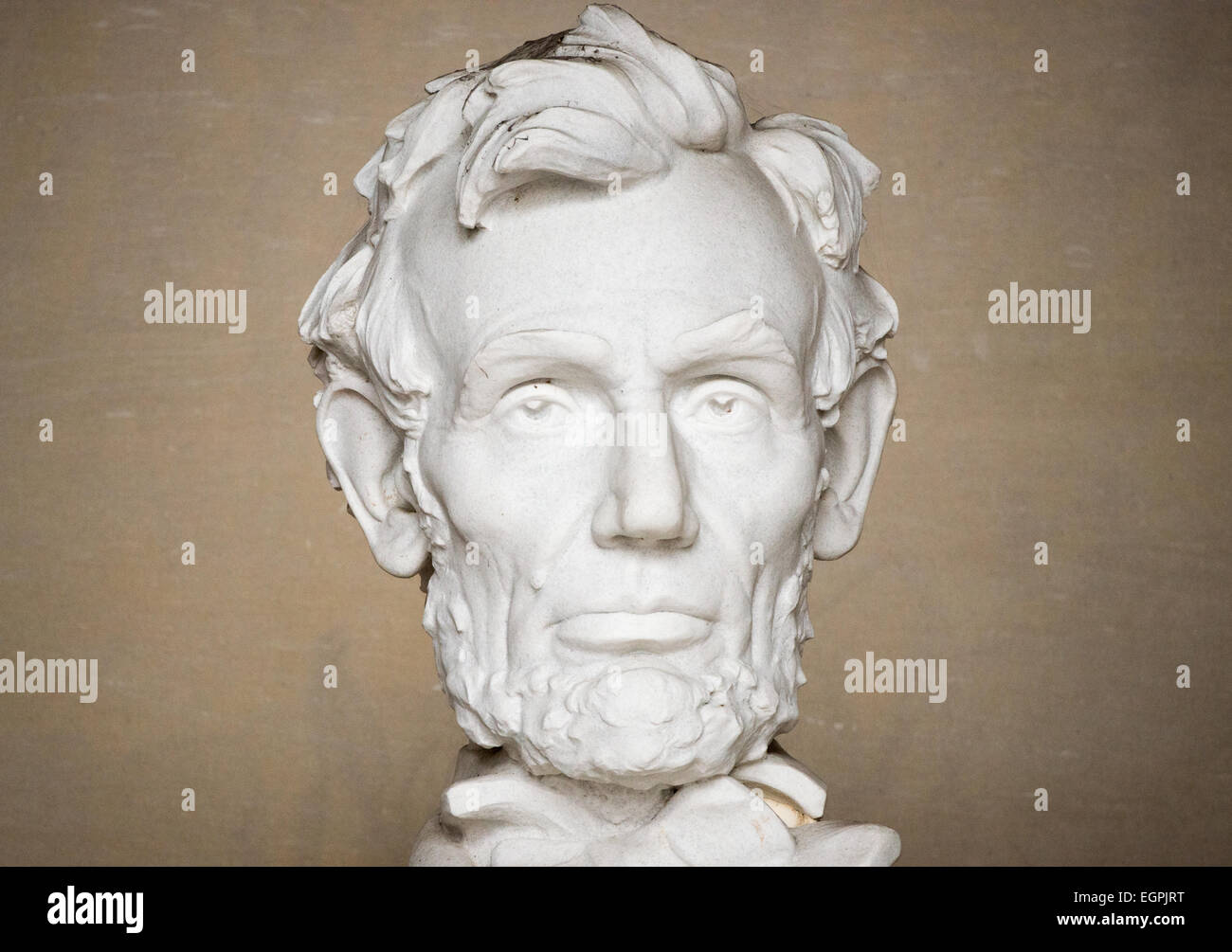 WASHINGTON DC, Stati Uniti d'America - Close-up della statua del presidente Abraham Lincoln che si siede nel Lincoln Memorial a Washington DC. Foto Stock