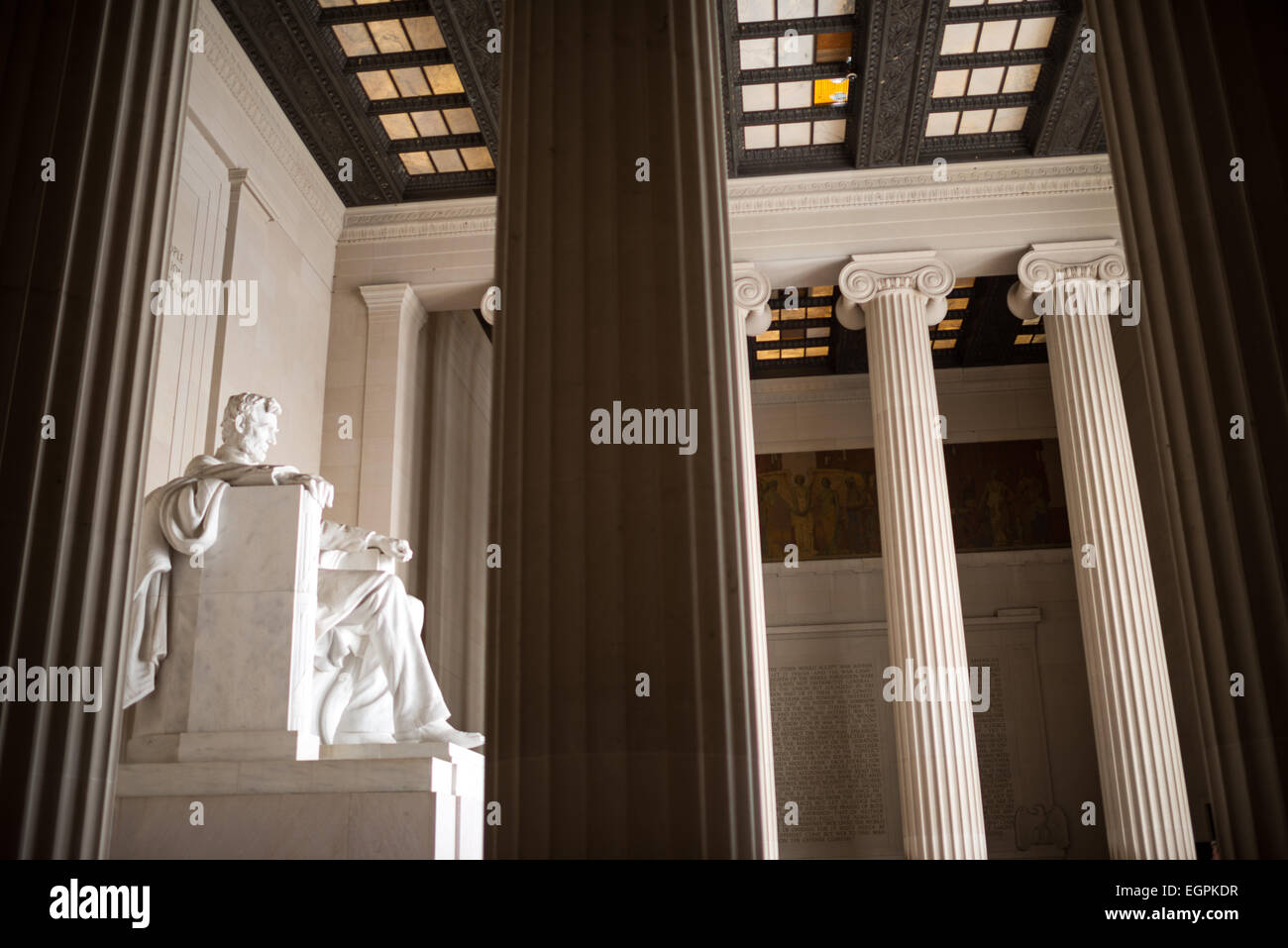 WASHINGTON DC, Stati Uniti d'America - Statua di Abraham Lincoln all'interno del Lincoln Memorial a Washington DC. Foto Stock