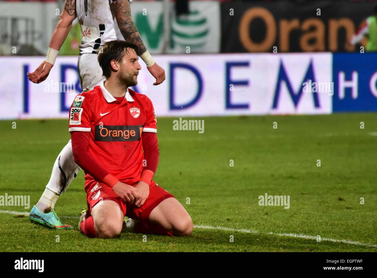 28 febbraio 2015: Kamil Bilinski #9 della dinamo Bucarest durante la Liga io gioco tra FC Dinamo Bucharest ROU e FC Universitatea Cluj ROU a "inamo'' Stadium, Romania ROU. Catalin Soare/www.sportaction.ro Foto Stock