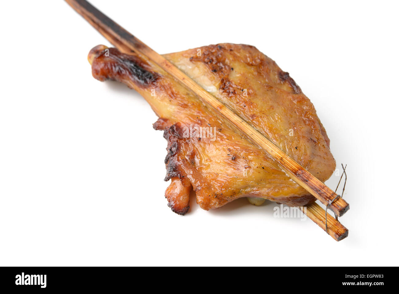 Pollo alla griglia isolata su bianco Foto Stock