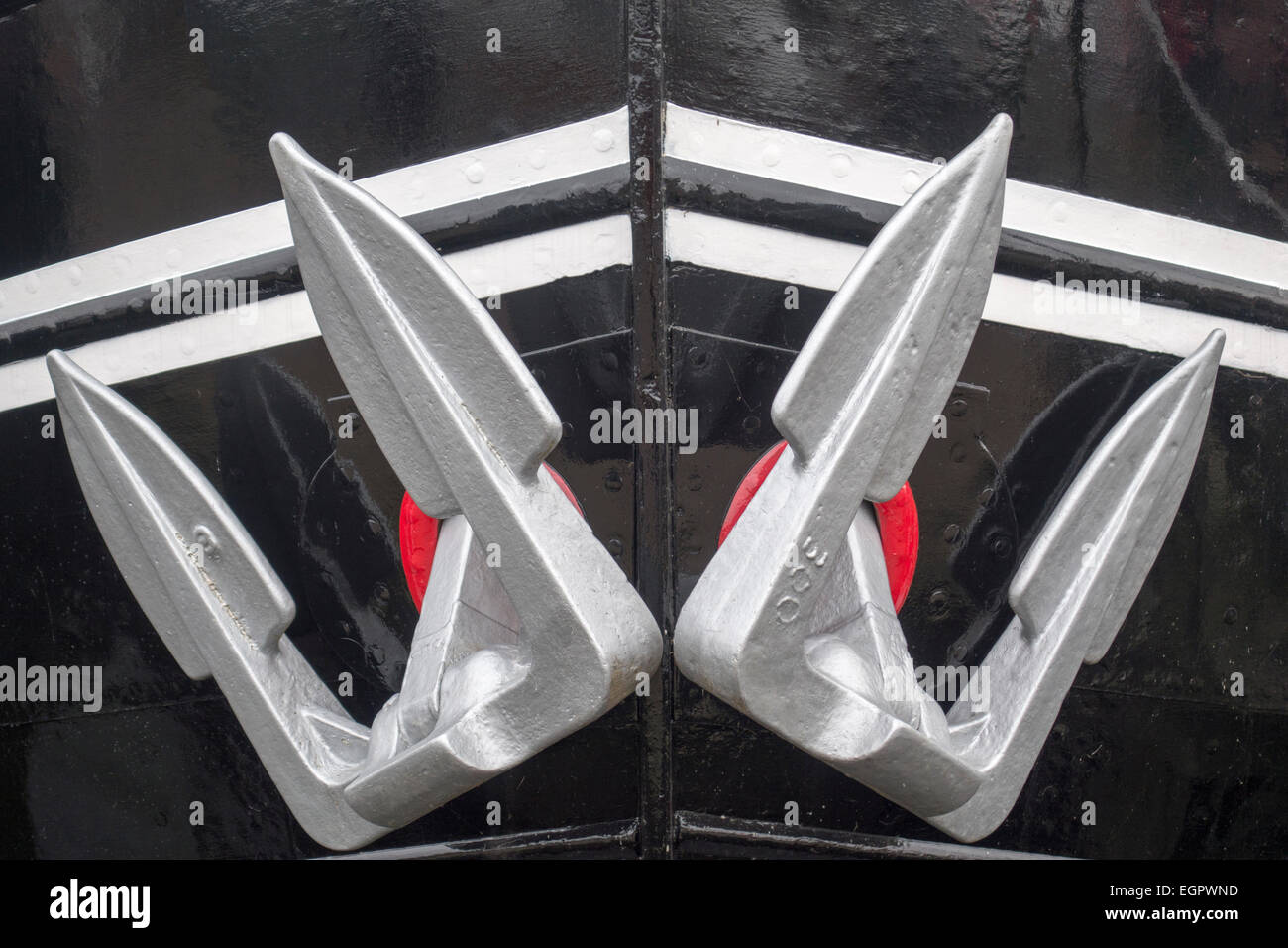 Ridipinti barge ancore, Oosterdok, Amsterdam Foto Stock