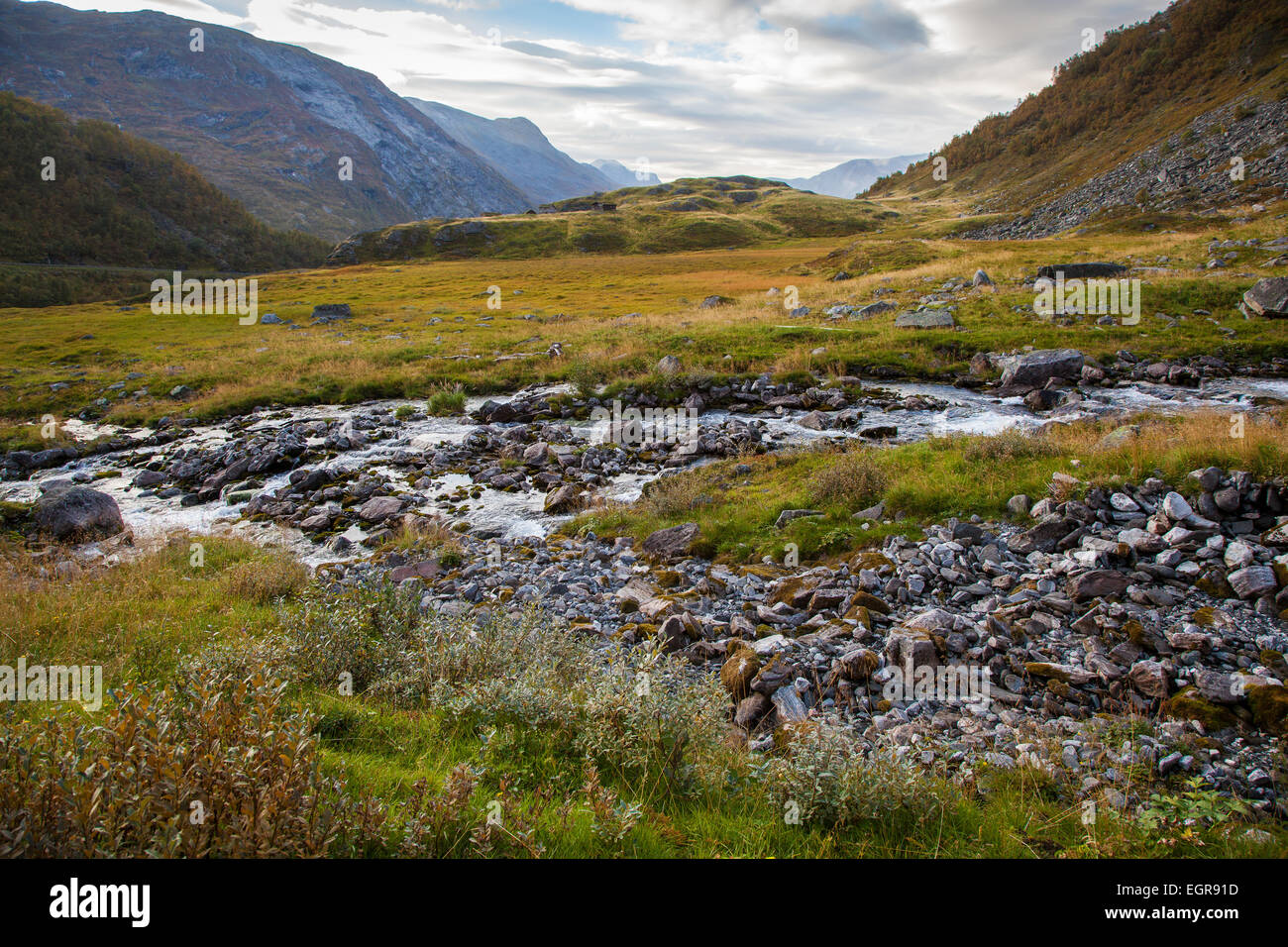 Norvegese di montagna paesaggio autunnale nei pressi di Geiranger Foto Stock