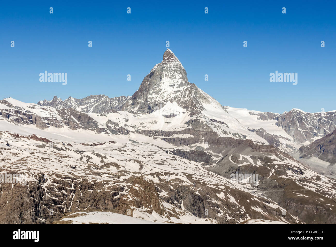 Monte Cervino con cielo blu, Alpi Zermatt, Svizzera Foto Stock