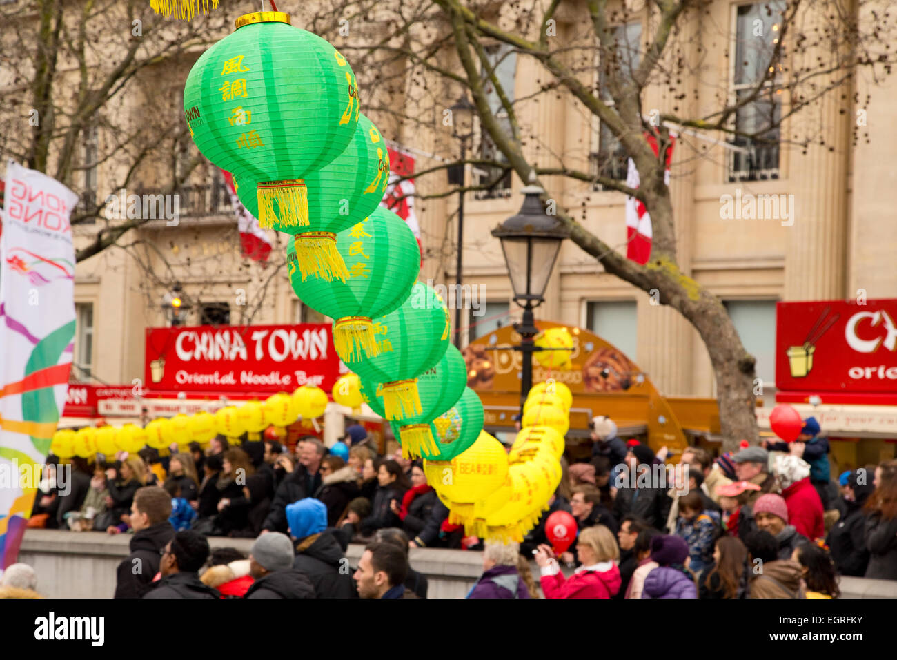 Londra - febbraio 22nd: Lanterne presso il capodanno cinese a febbraio il 22nd, 2015, a Londra, Inghilterra, Regno Unito. Semiscafi Foto Stock