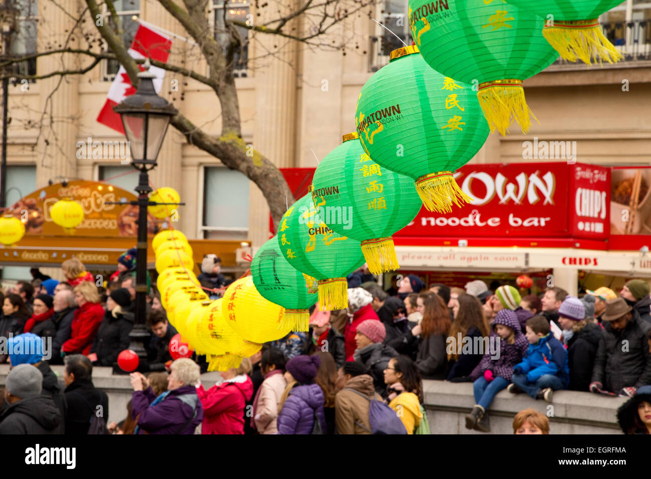 Londra - febbraio 22nd: Lanterne presso il capodanno cinese a febbraio il 22nd, 2015, a Londra, Inghilterra, Regno Unito. Semiscafi Foto Stock