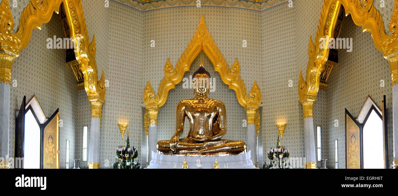 Golden Buddha a Wat Traimit, Chinatown, Bangkok Foto Stock