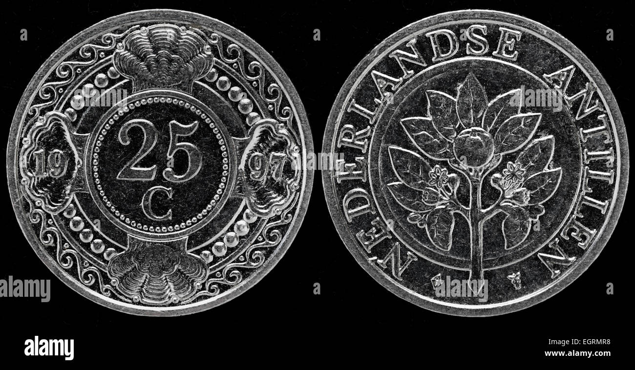 25 centesimi moneta, Antille olandesi, 1997 Foto Stock