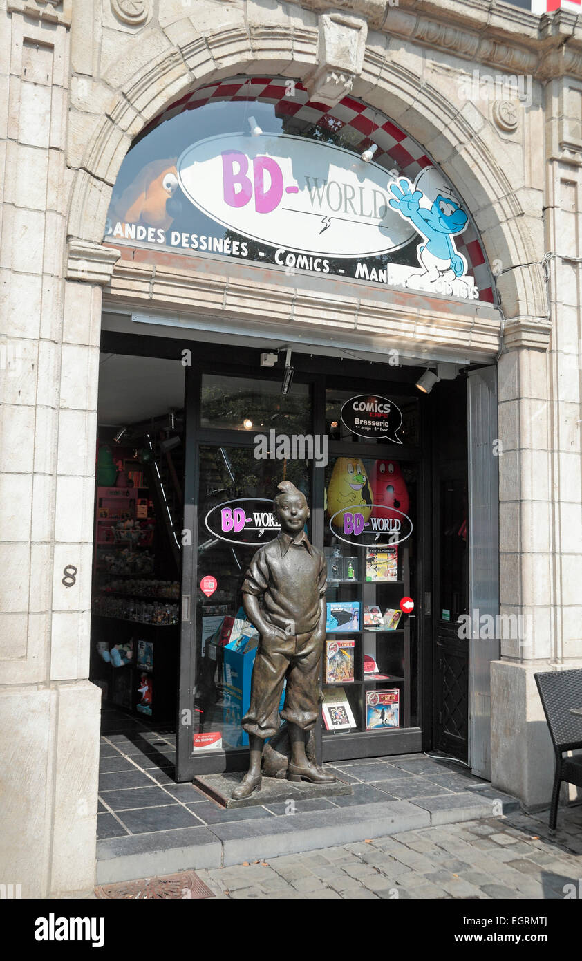 Ingresso alla BD-mondo comic book store a Bruxelles, in Belgio. Foto Stock