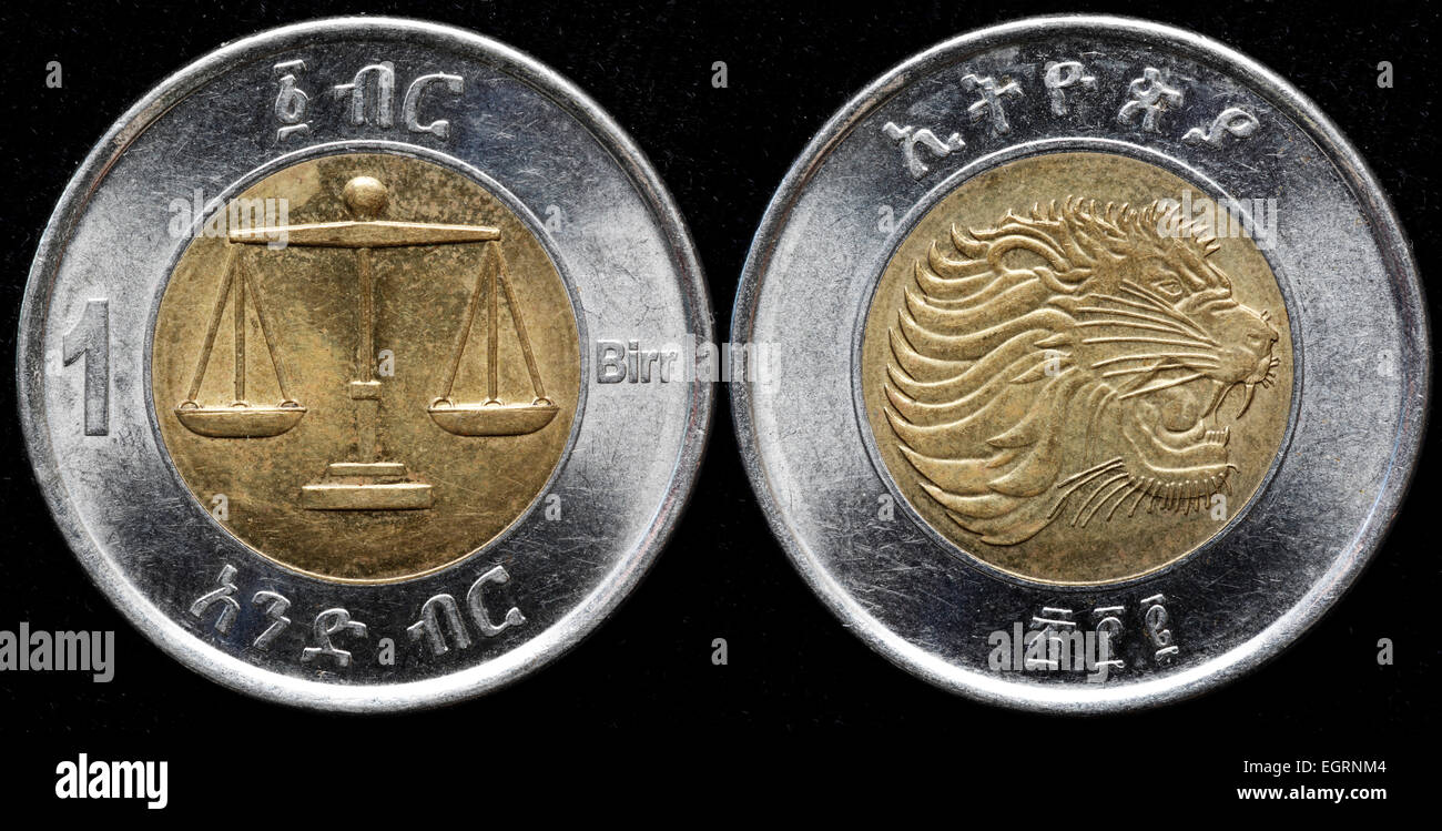 1 birr coin, Etiopia Foto Stock