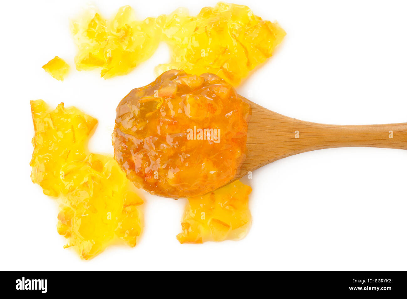In casa arancione Inceppamento nel cucchiaio di legno Foto Stock