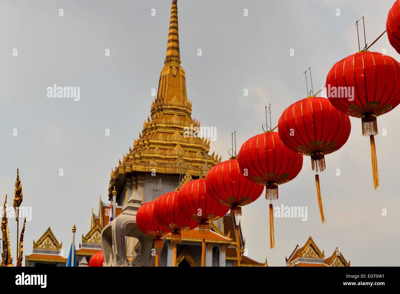 Lampions al Wat Traimit temple di Chinatown, Bangkok, Thailandia Foto Stock