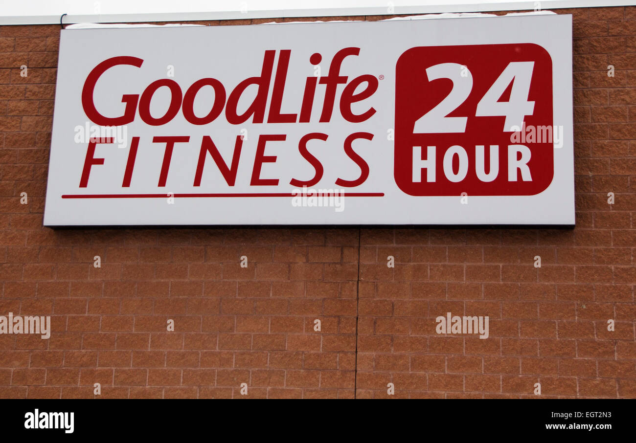 Fitness Goodlife segno di fitness e club benessere aperto 24 ore in Peterborough, Ontario Foto Stock