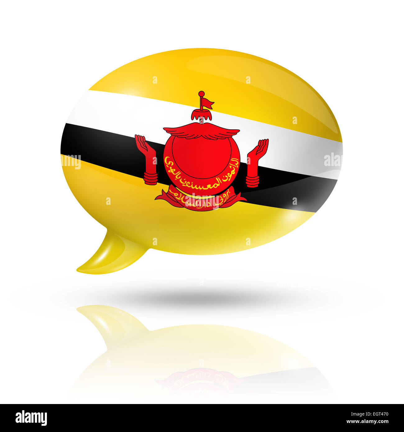 Tridimensionale bandiera Brunei in un discorso bolla isolato su bianco con tracciato di ritaglio Foto Stock
