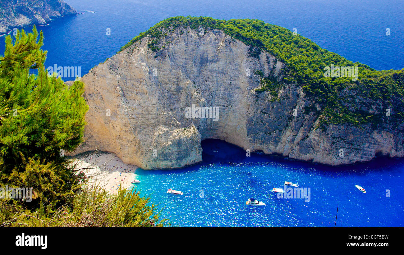 Navagio Beach - Shipwreck, Zante Island, Grecia. Le spiagge più belle del mondo. Foto Stock