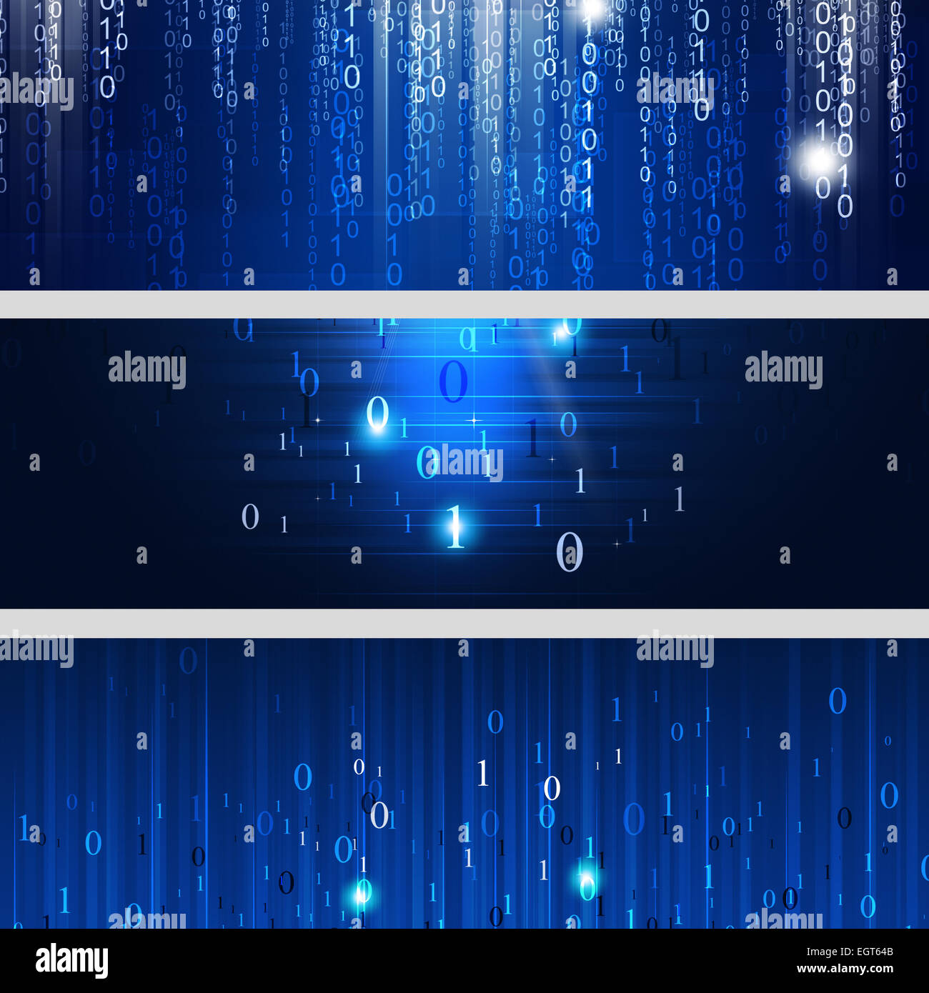 Abstract binario i numeri di codice di concetto di tecnologia banner blu Foto Stock