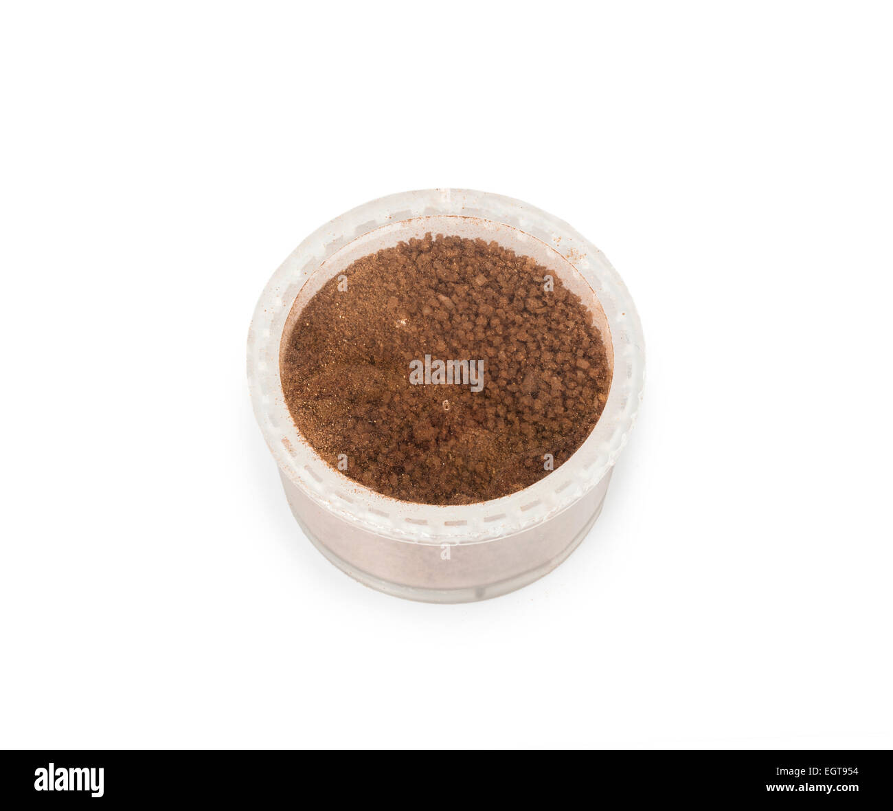 Una capsula di cioccolata calda isolati su sfondo bianco Foto Stock