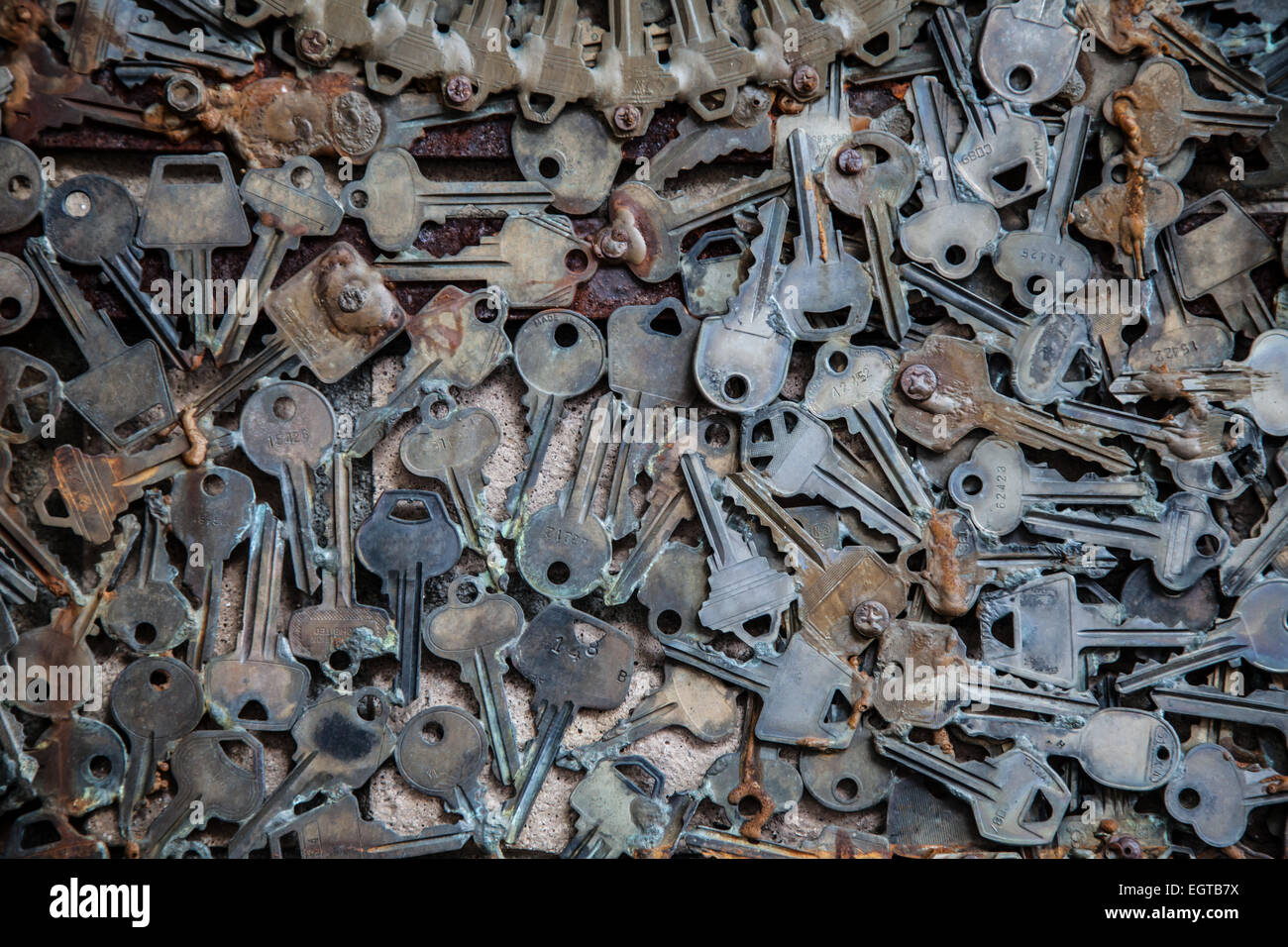 Vecchie chiavi arrugginite texture di sfondo Foto Stock