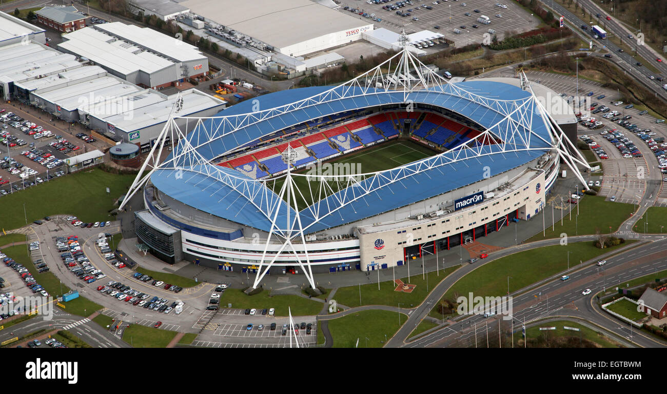 Veduta aerea dello Stadio Bolton Wanderers' University of Bolton Foto Stock