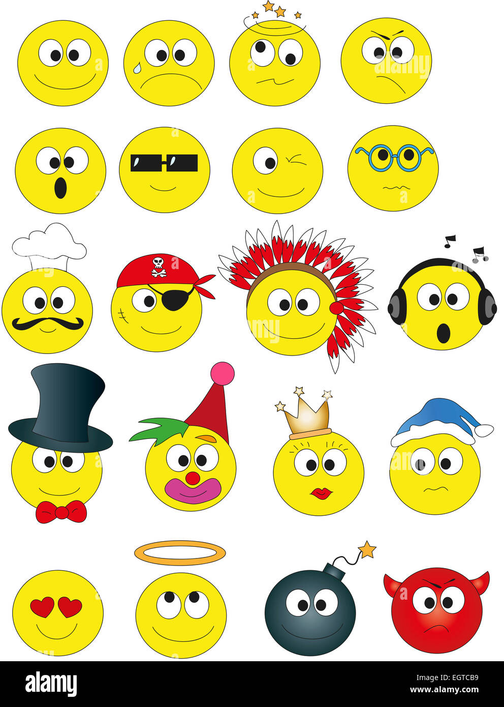 Illustrazione di smile icon set isolato Foto Stock