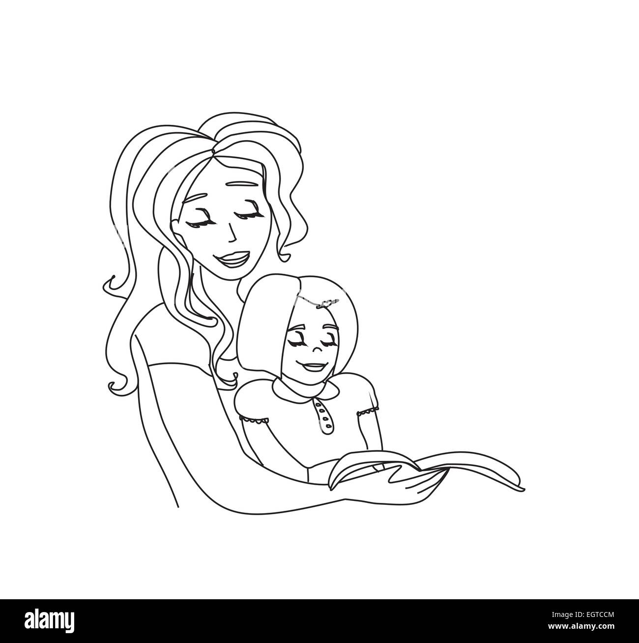 Mamma la lettura di un libro per il suo bambino Illustrazione Vettoriale