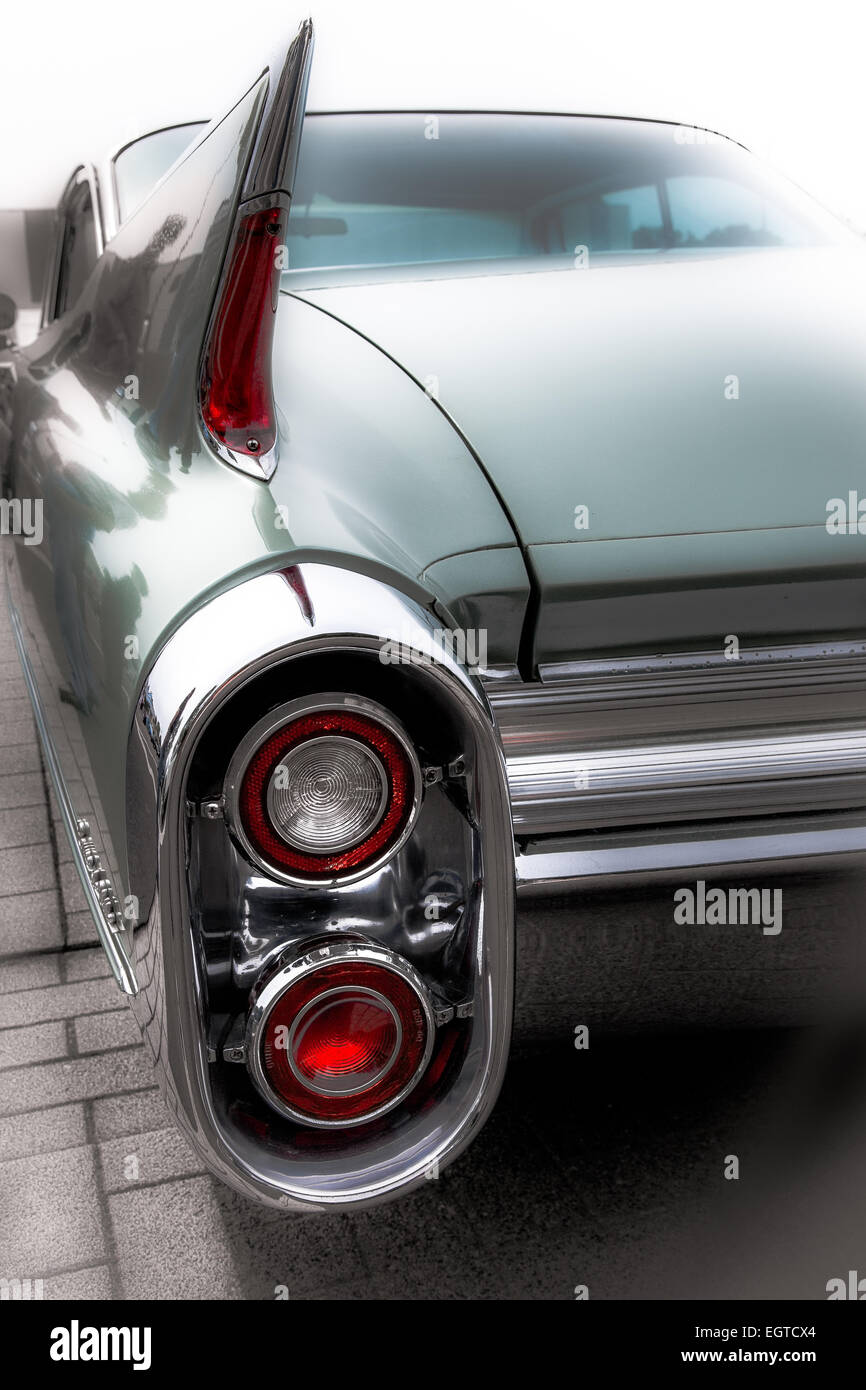 Coda di una vecchia Cadillac Foto Stock