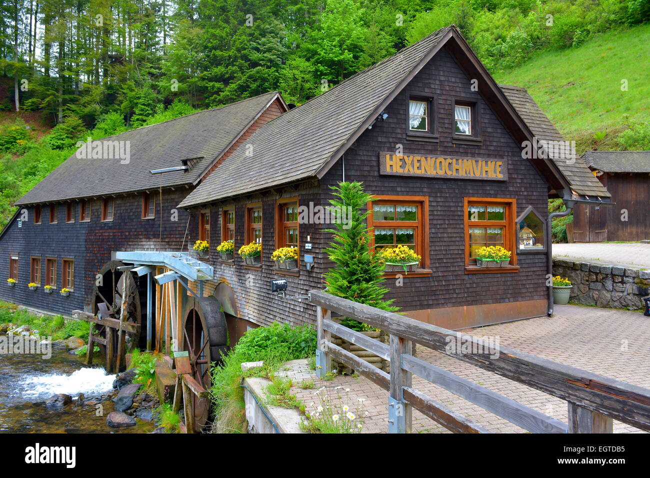 Baden-Wurttemberg, Foresta Nera, streghe foro mill, Schwarzwald, Baden-Württemberg, Hochschwarzwald, Hexenlochmühle, Foto Stock