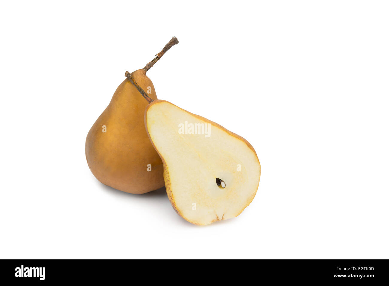 Fresche a Fette di pera su sfondo bianco Foto Stock