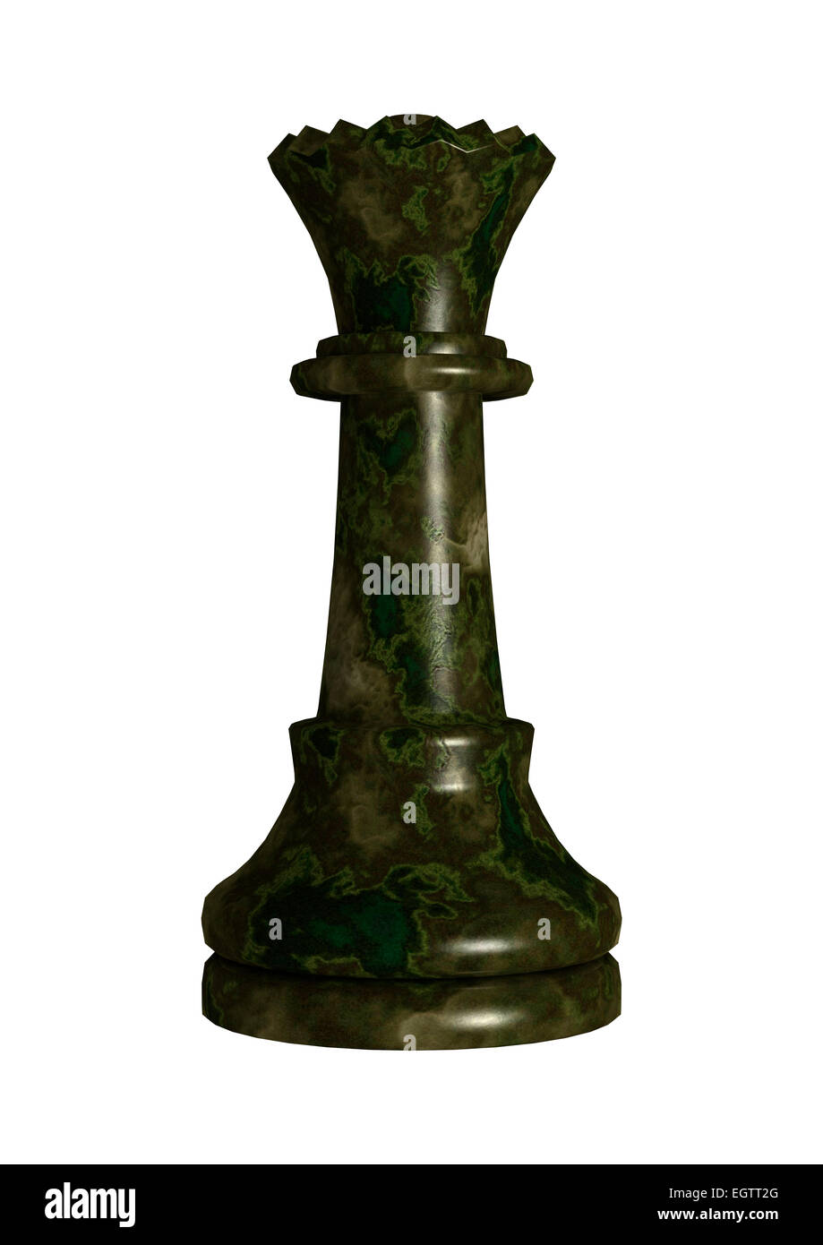 3D render digitale di un pezzo degli scacchi regina isolati su sfondo bianco Foto Stock