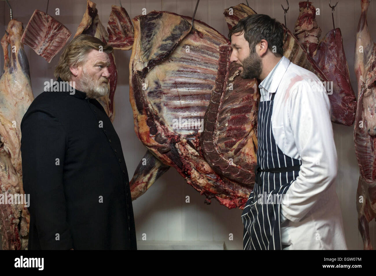 Il calvario è un 2014 Irish film di fiction scritto e diretto da John Michael McDonagh. Il film stelle Brendan Gleeson, Chris O'Dowd, Kelly Reilly, Aidan Gillen, Dylan Moran e Isaach de Bankolé Foto Stock