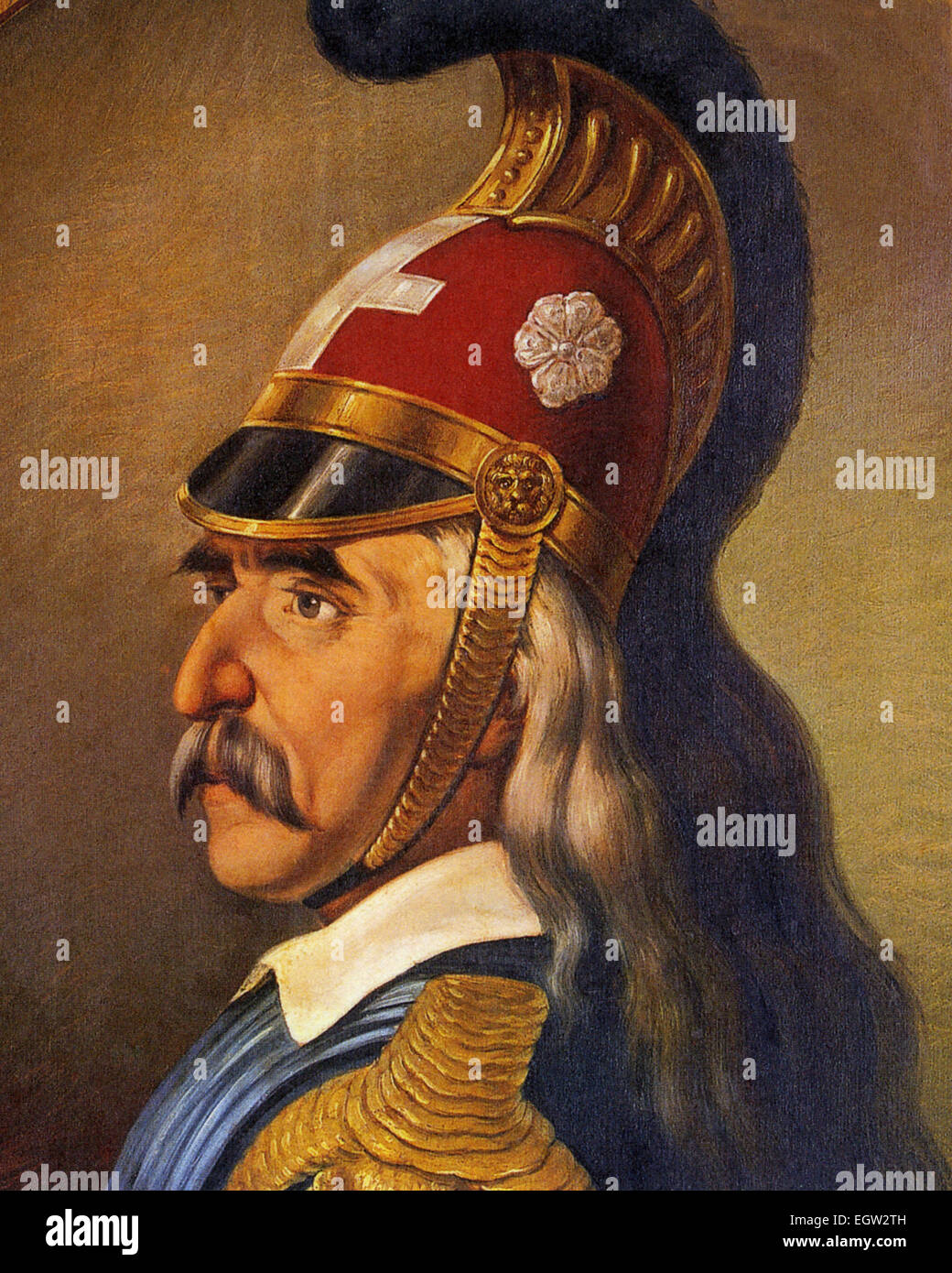 THEODOROS KOLOKOTRONIS (1770-1843) greca generale durante la guerra greca di indipendenza in un ritratto di circa 1853 Foto Stock