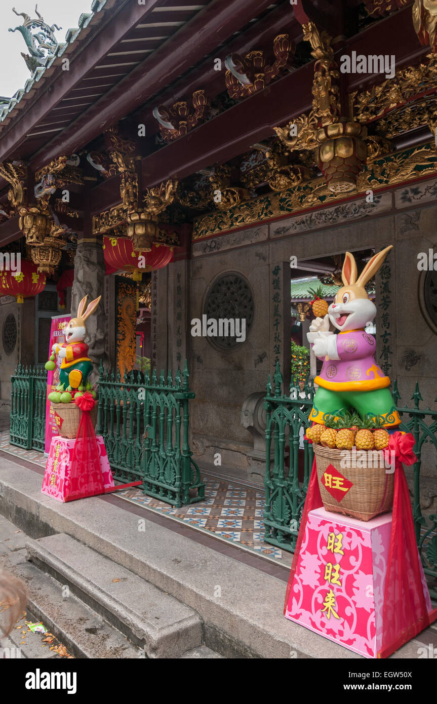 Thian Hock Keng il tempio Cinese Telok Ayer Street, Singapore. Foto Stock