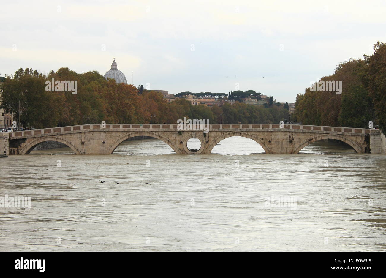 Roma - novembre 15: Ponte Sisto durante l'alluvione del fiume Tevere il 15 novembre 2012 a Roma. Il livello del fiume ha raggiunto Foto Stock