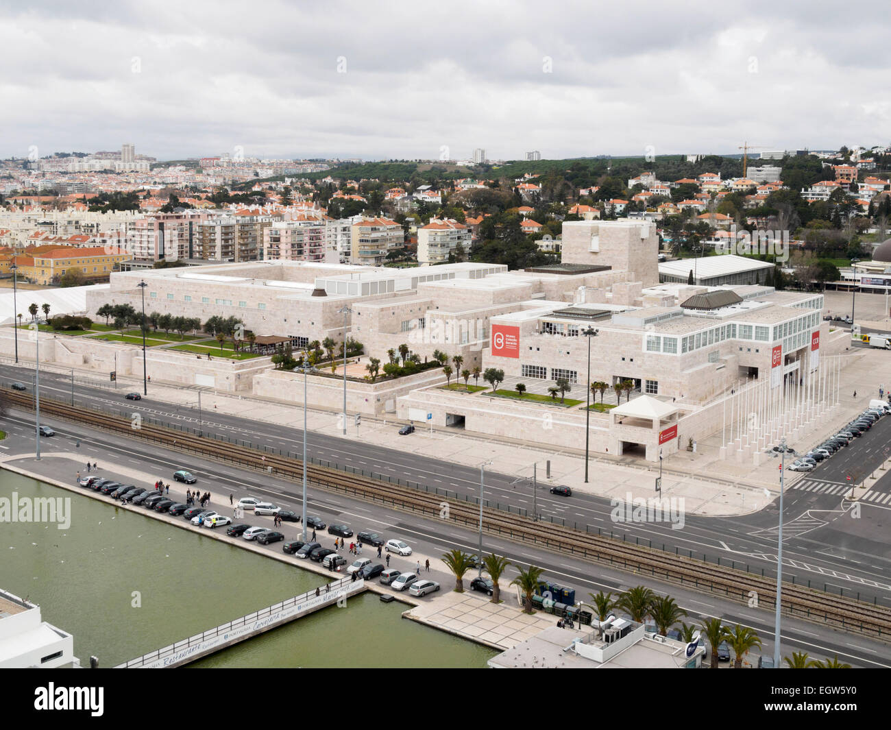 Vista aerea del Centro Cultural de Belem in Belém, Lisbona, Portogallo Foto Stock