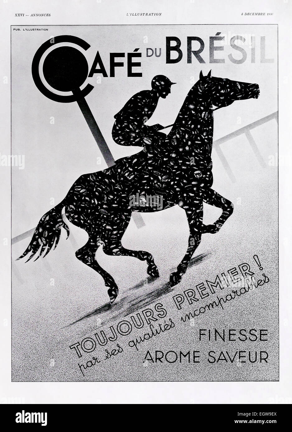 1930 Annuncio per "Cafe du Bresil" caffè dal francese "L'illustrazione" rivista. Foto Stock