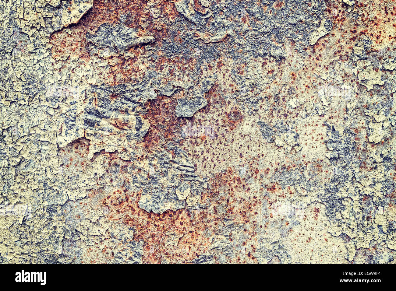 Grunge Ferro ruggine sfondo con pareti scrostate. Foto Stock