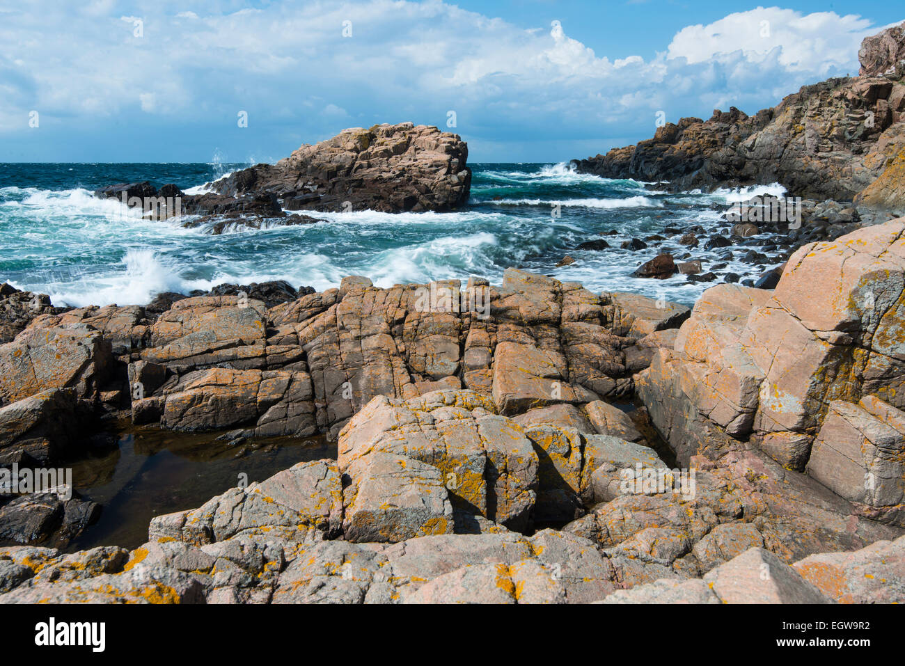 Costa, Kullaberg Riserva Naturale, Kullen Penisola, Höganäs, Mölle, Scania in Svezia Foto Stock