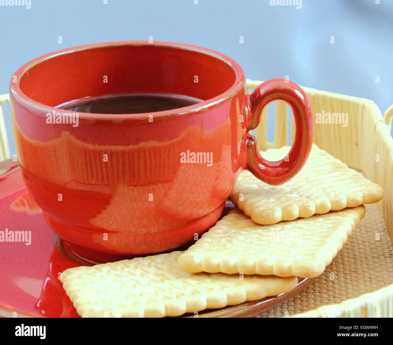 Dettaglio di un colore rosso tazza da caffè Foto Stock