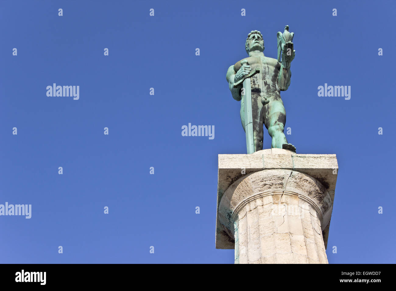 Statua di Victor o statua della Vittoria simbolo di Belgrado - Serbia Foto Stock