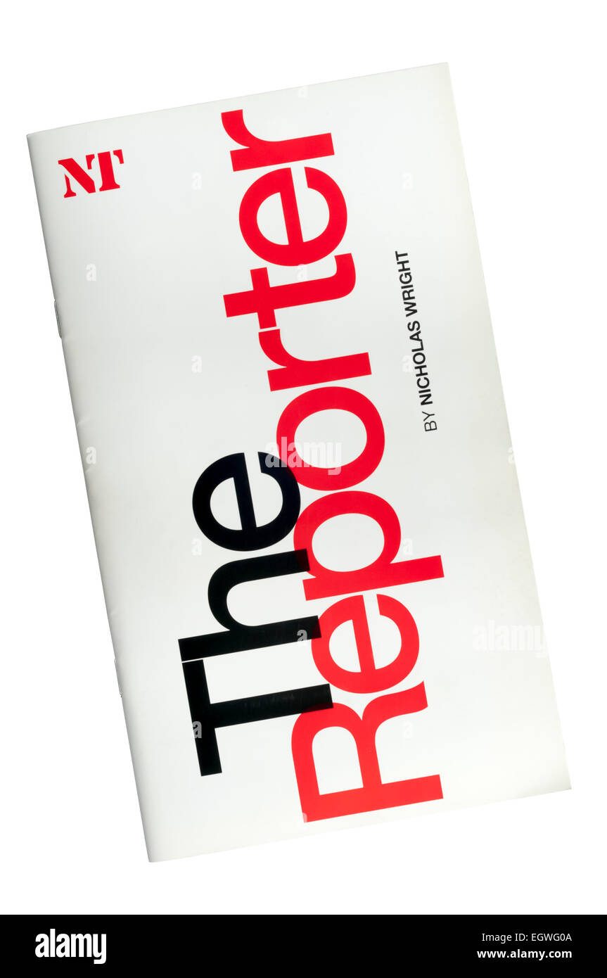 Programma di produzione 2007 del reporter da Nicholas Wright a Cottesloe Theatre. Basato sulla vita di James Mossman. Foto Stock