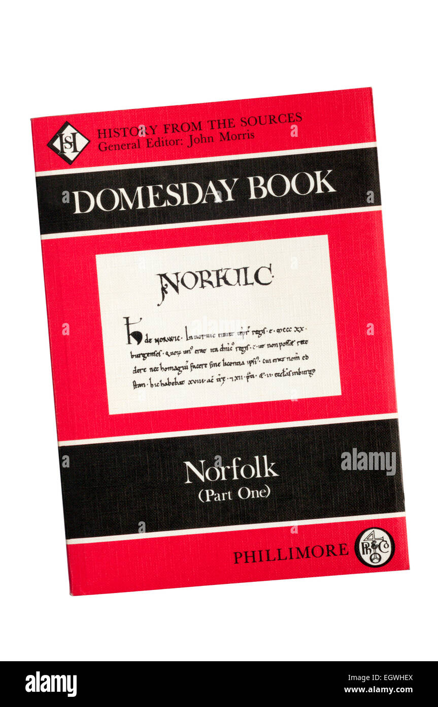 Parte uno di due ristampa del volume della sezione del libro di Domesday riferendosi alla contea di Norfolk. Pubblicato da Phillimore. Foto Stock