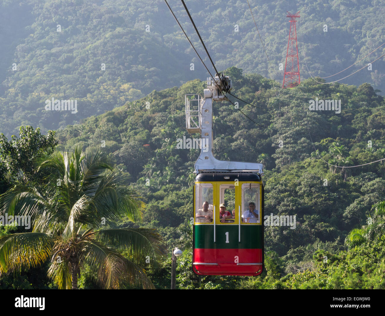 Teleferico la funivia per il Monte Isabel de Torres a Isabel de Torres Parco nazionale di Puerto Playa Repubblica Dominicana su un bel giorno inverni Foto Stock