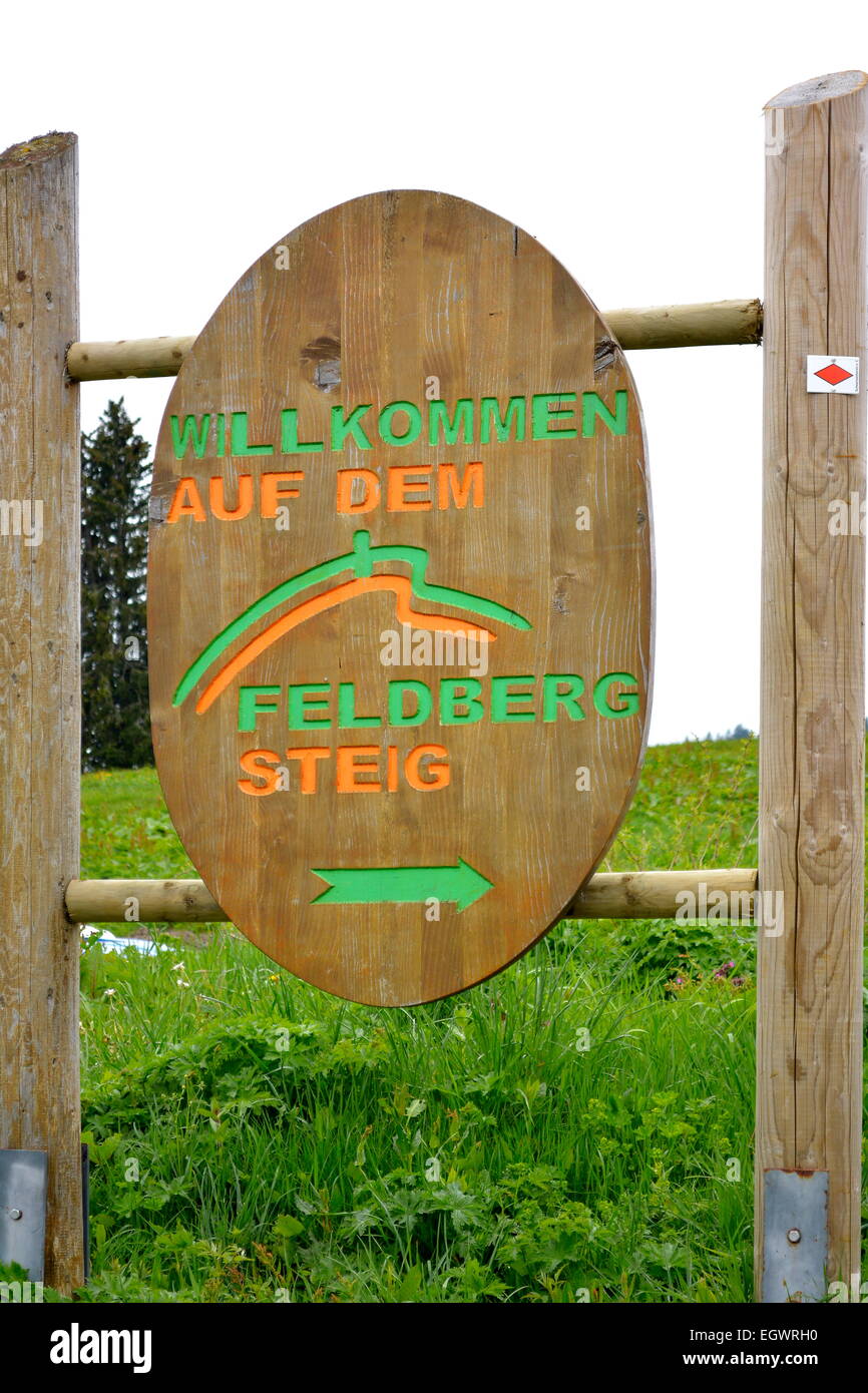 Schwarzwald, Baden-Württemberg Hochschwarzwald, am Feldberg, Schild: zum Feldbegsteig, Foto Stock